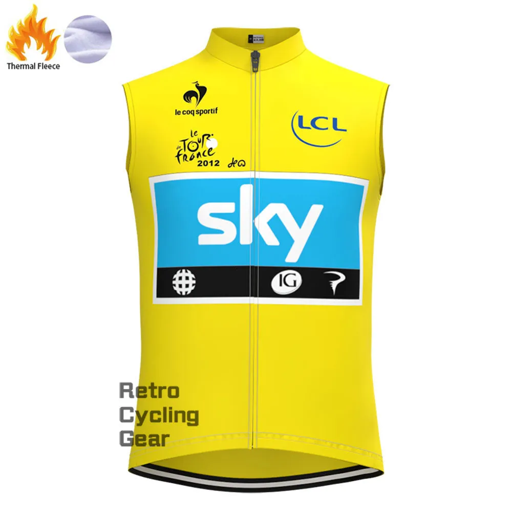 2012 yellow sky Fleece Retro Long Cycling Kits