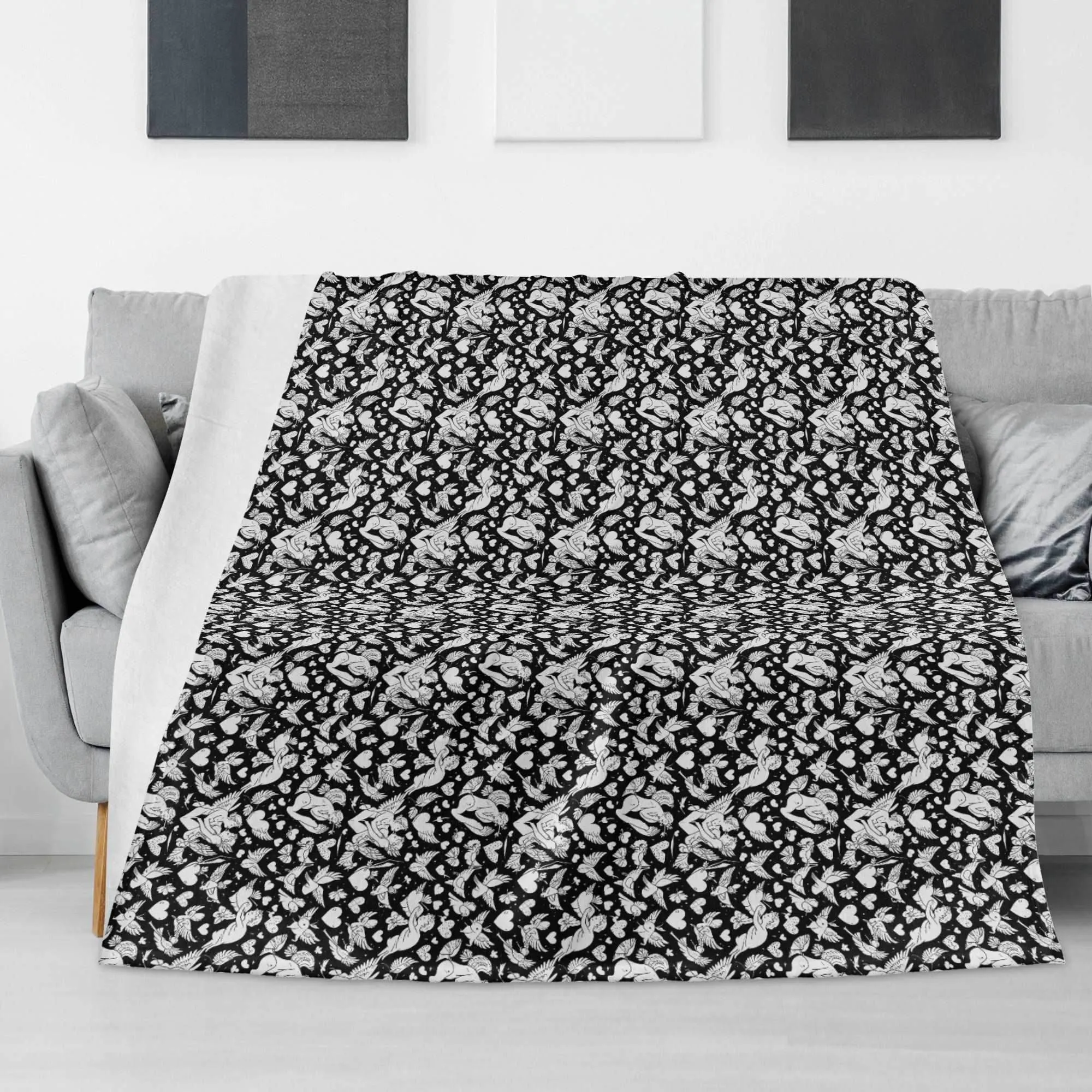 Abstract love Flannel Breathable Blanket 4 Sizes