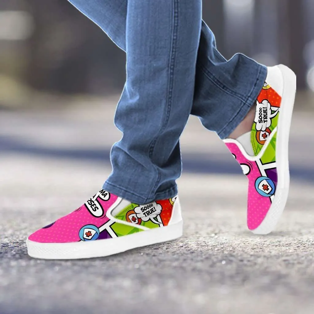 Alabama Nurses Rule! Comic Strip Slip-on Shoes