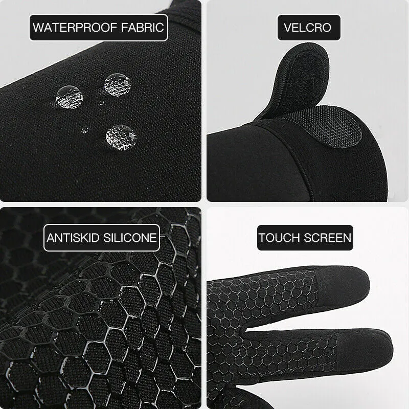 Anti-slip Thermal Touch Screen Zipper Gloves Mittens Winter Windproof Waterproof