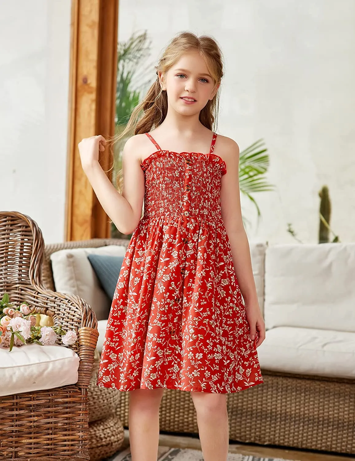 Arshiner Girl's Summer Sleeveless Casual Sundress