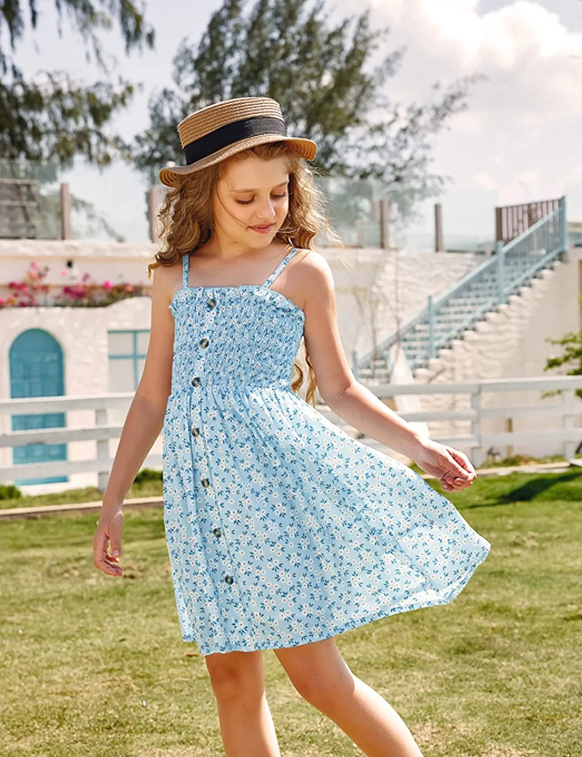 Arshiner Girl's Summer Sleeveless Casual Sundress