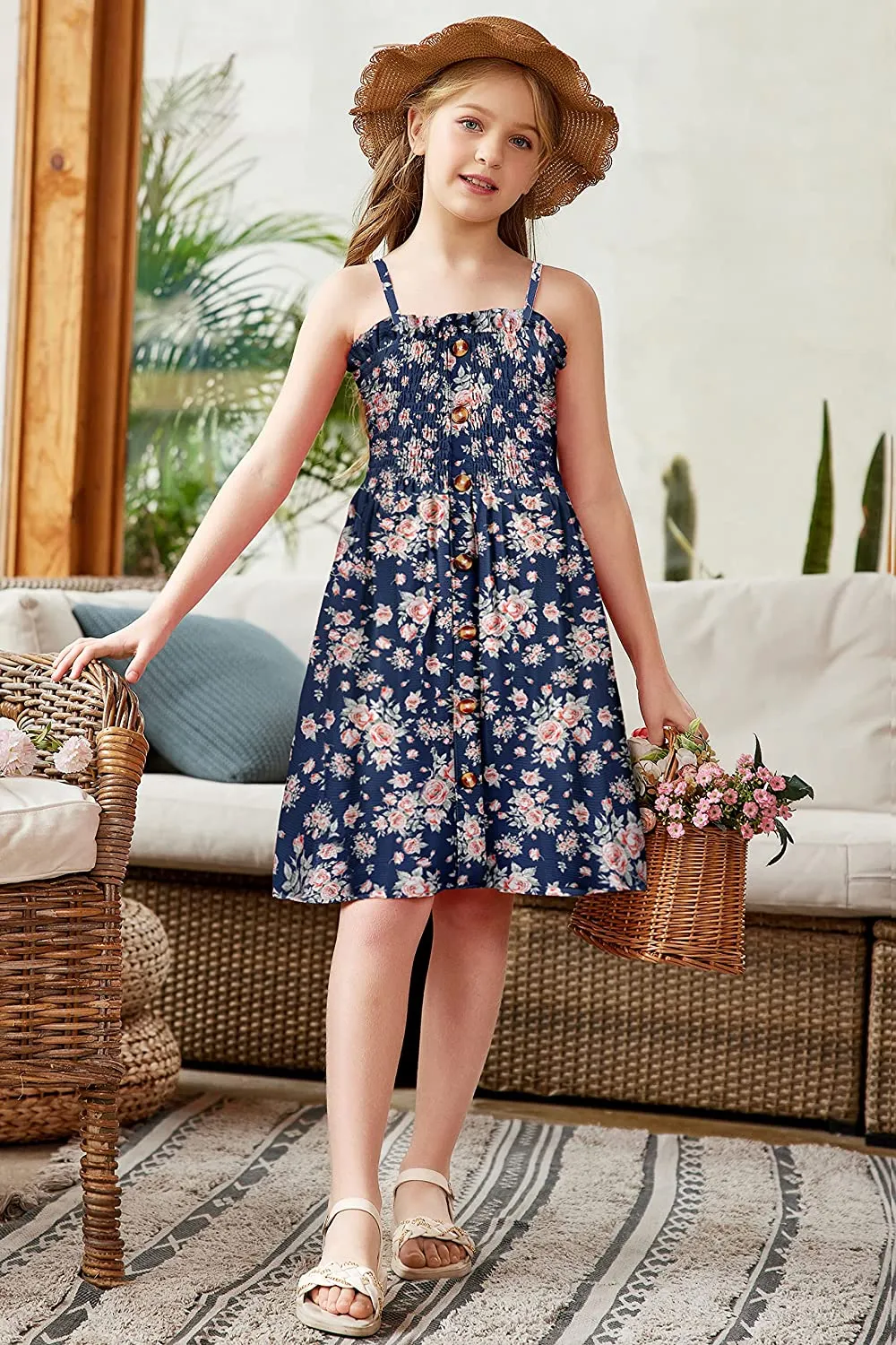 Arshiner Girl's Summer Sleeveless Casual Sundress