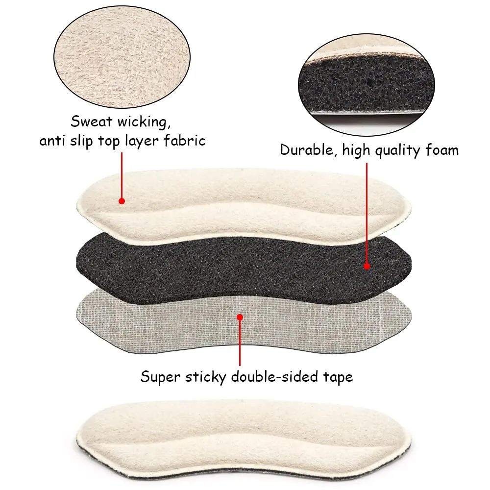 Beautulip Heel Grips for Kids and Women, Add Volume to Too Large Shoe Inserts Girls and Boys Child Adhesive Back of Heel Cushions (Beige) Beige