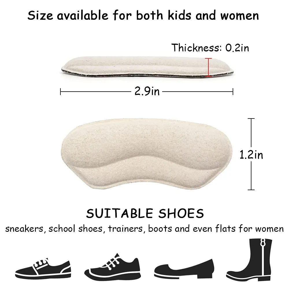 Beautulip Heel Grips for Kids and Women, Add Volume to Too Large Shoe Inserts Girls and Boys Child Adhesive Back of Heel Cushions (Beige) Beige