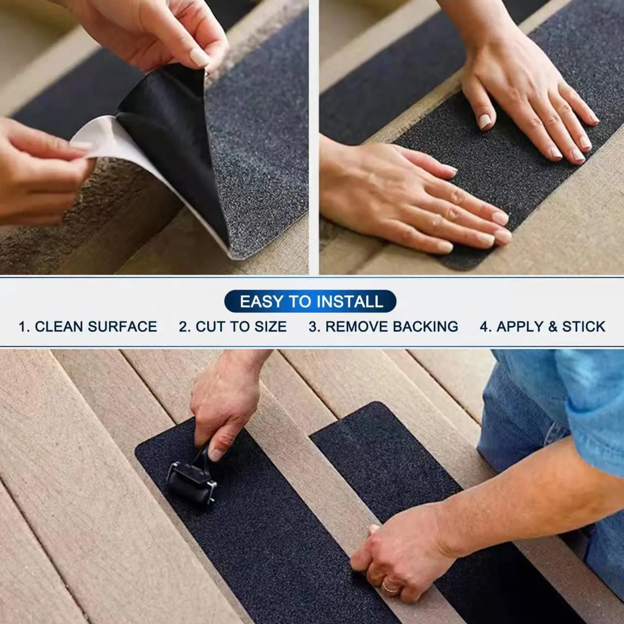CHESTON Anti Skid Tape (5m x 5 cm) | High Friction, Waterproof, and Self-Adhesive for Stairs, Floors and Ramps (Black)