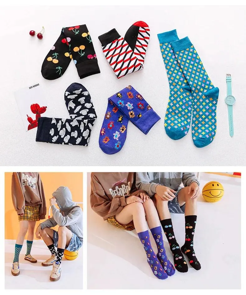 Colorful Tongue Graphic Skateboard Socks for Women - Stylish Fun Addition