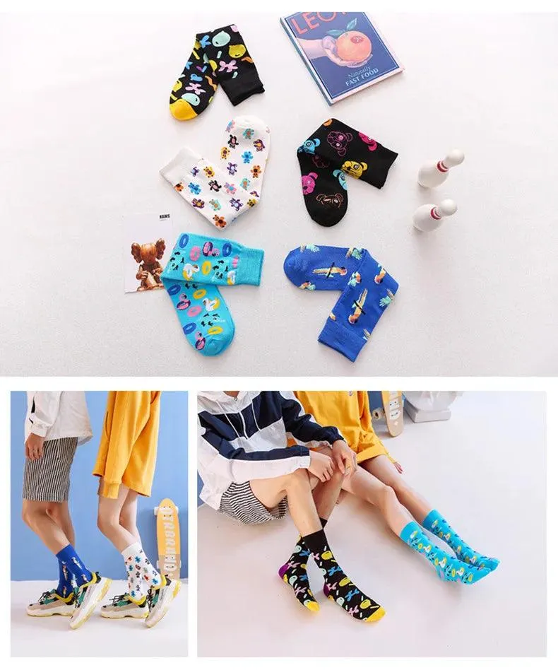 Colorful Tongue Graphic Skateboard Socks for Women - Stylish Fun Addition