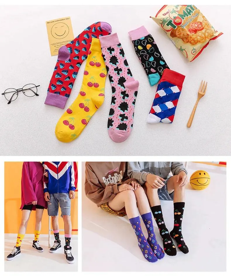 Colorful Tongue Graphic Skateboard Socks for Women - Stylish Fun Addition