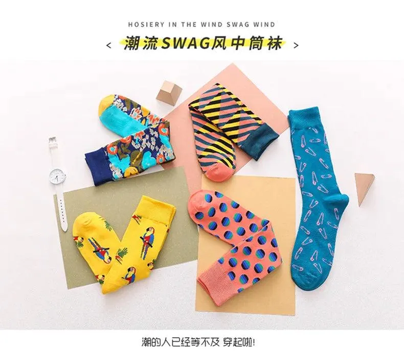 Colorful Tongue Graphic Skateboard Socks for Women - Stylish Fun Addition