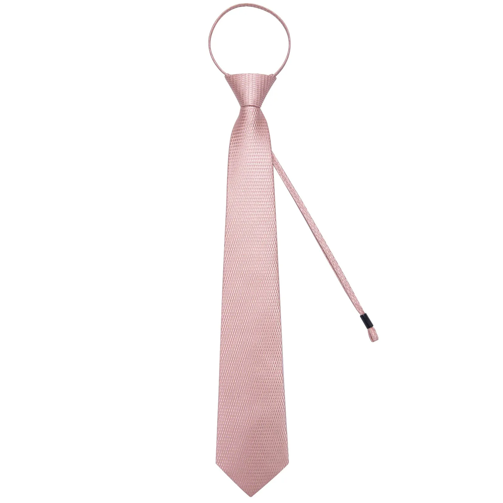 DiBanGu Silk Tie Lemonade Pink Solid Lazy Easy-pull Mens Dress Tie Hanky Cufflinks Set