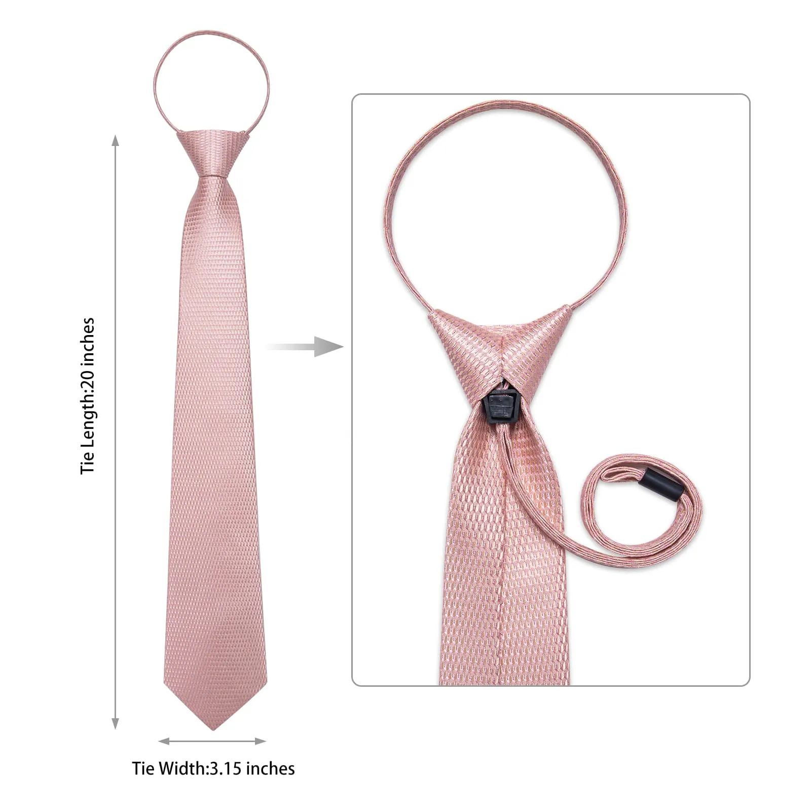 DiBanGu Silk Tie Lemonade Pink Solid Lazy Easy-pull Mens Dress Tie Hanky Cufflinks Set