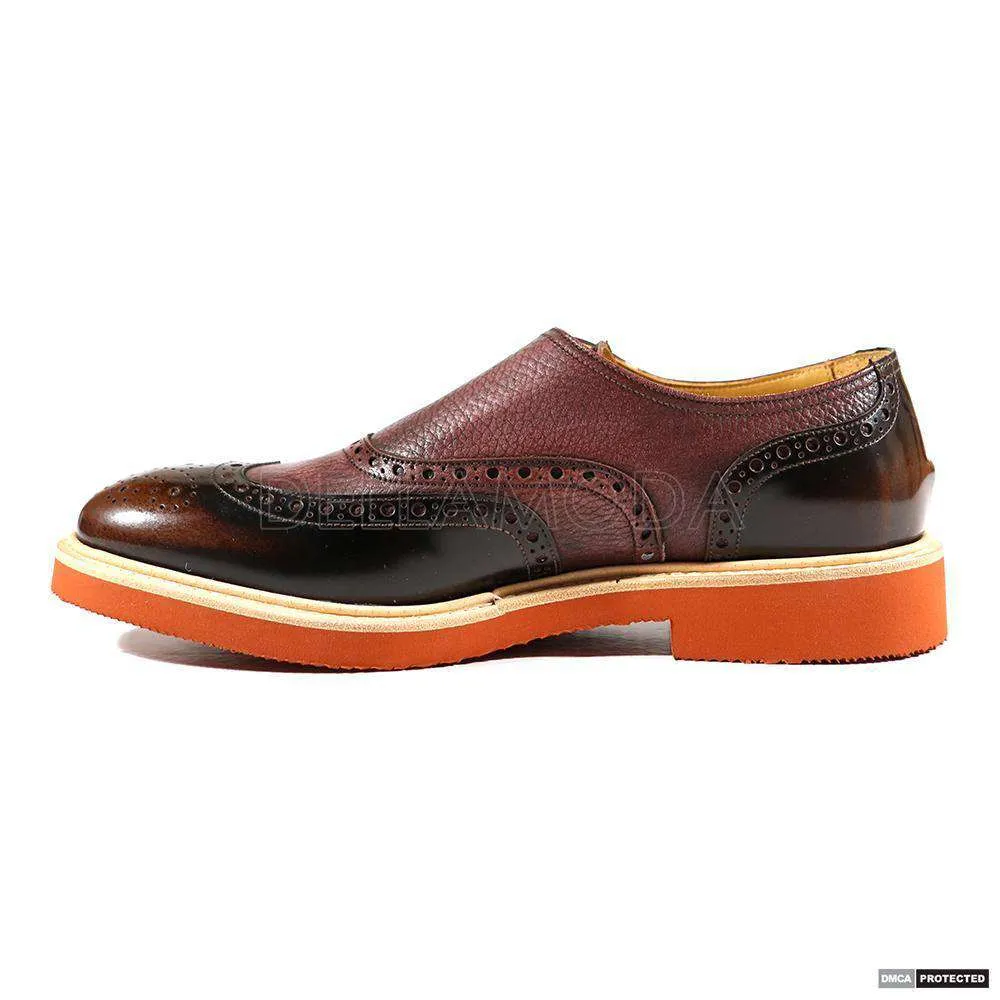 Dino Bigioni Designer Shoes Men's Italian Shade Fume Brown Loafers (DB1006)