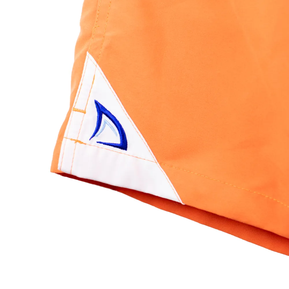 DryFins Men's Swim Trunks with Compression Liner in Sunset Orange and Navy