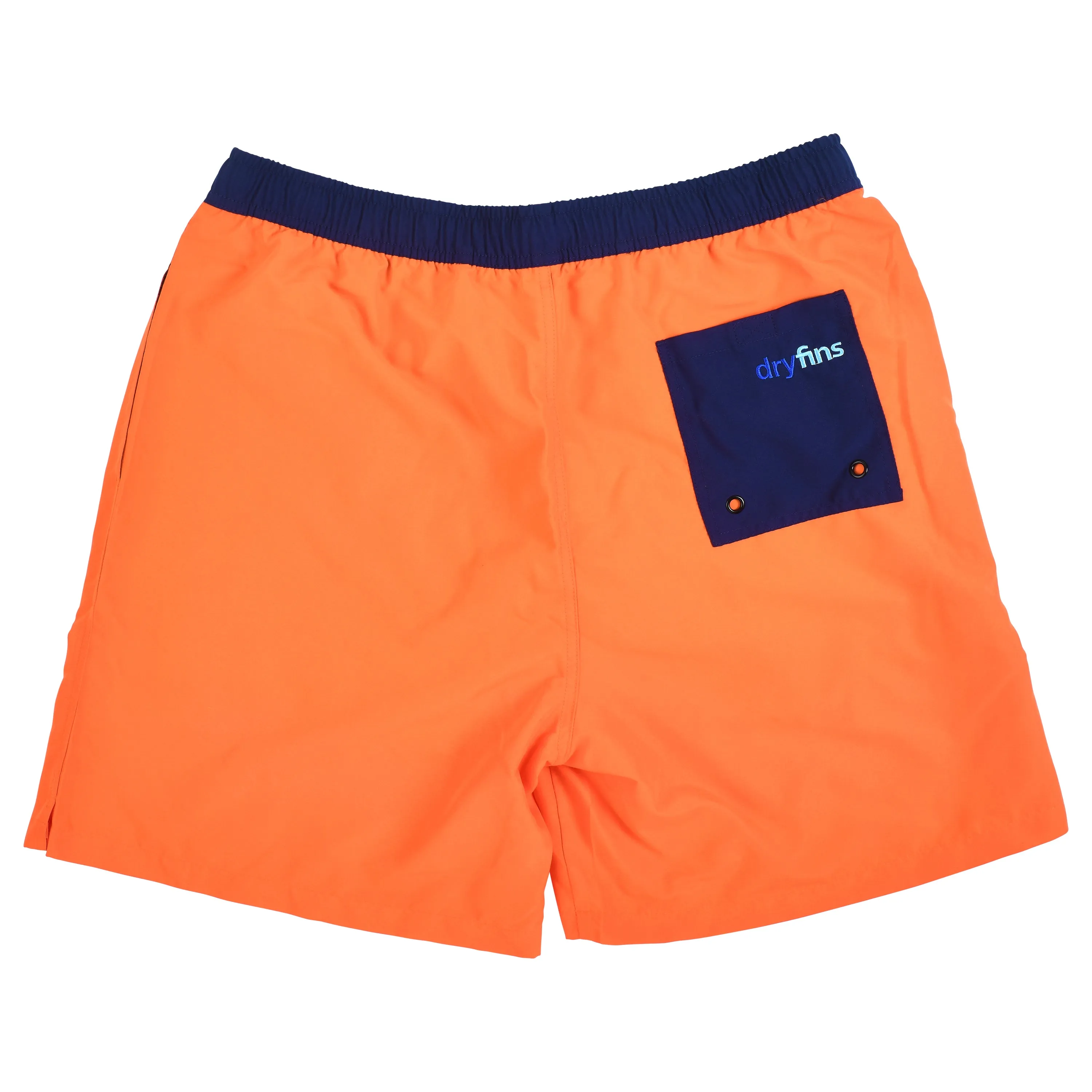 DryFins Men's Swim Trunks with Compression Liner in Sunset Orange and Navy