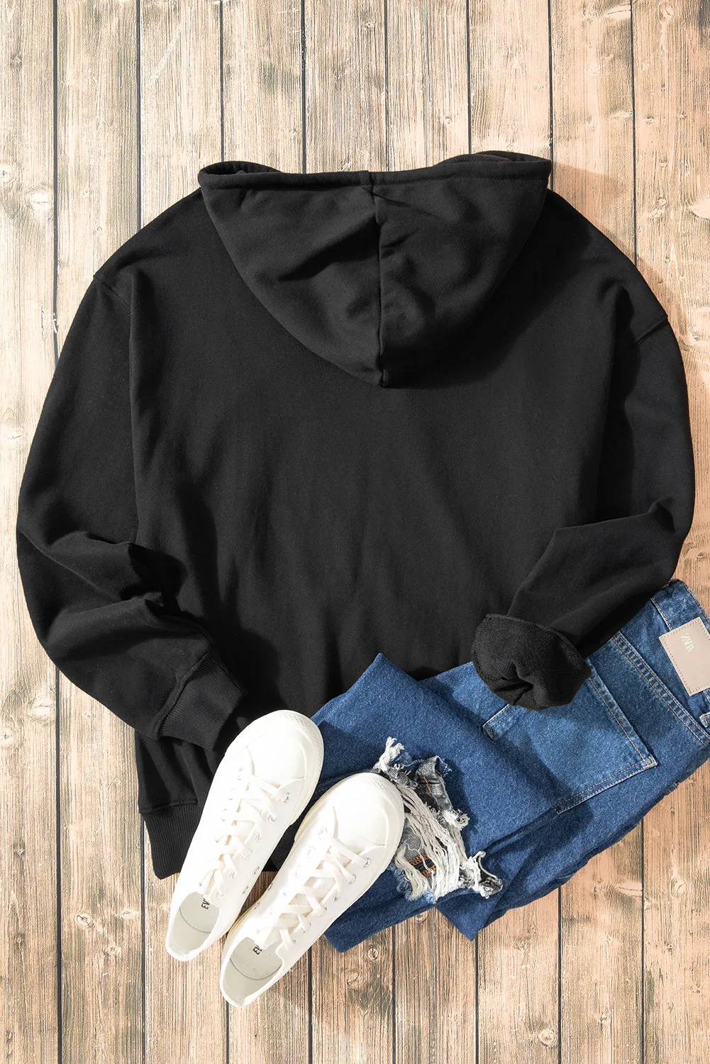 Fleece Lined Kangaroo Pocket Drawstring Chunky Hoodie
