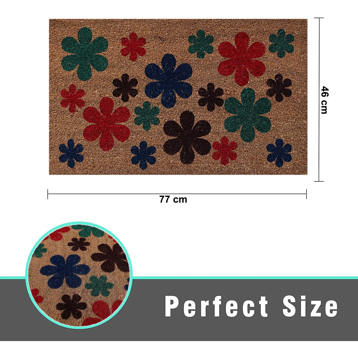 Heart Home Door Mat|Polyethylene Durable & Anti-Slip Natural Flowers Print Floor Mat|Rug for Indoor or Outdoor, 30x20 Inch (Brown)