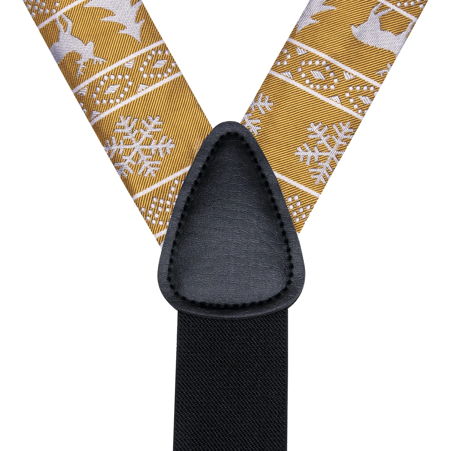 Hi-Tie Gold Chritsmas Novelty Suspender Bow Tie Hanky Cufflinks Set
