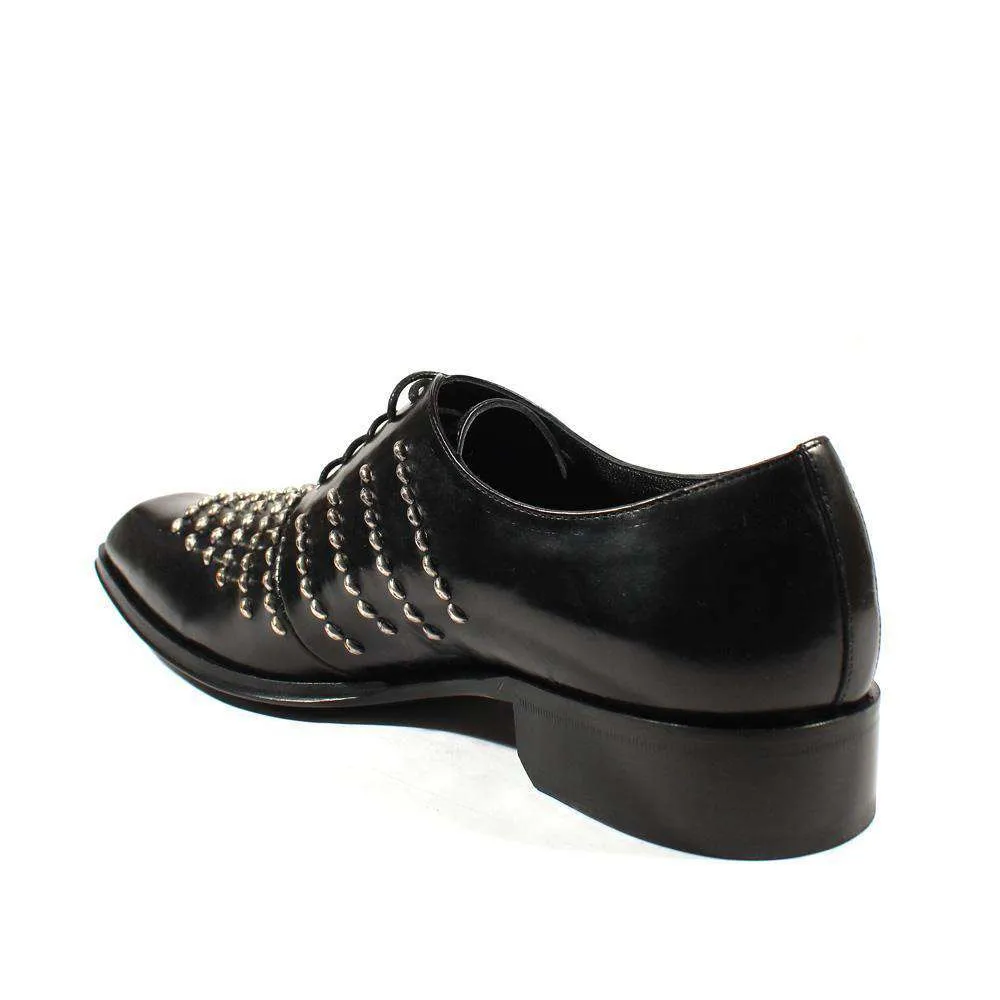 Jo Ghost Men's Designer Shoes Montalcio Leather Nero / Black Oxfords (JG1800)