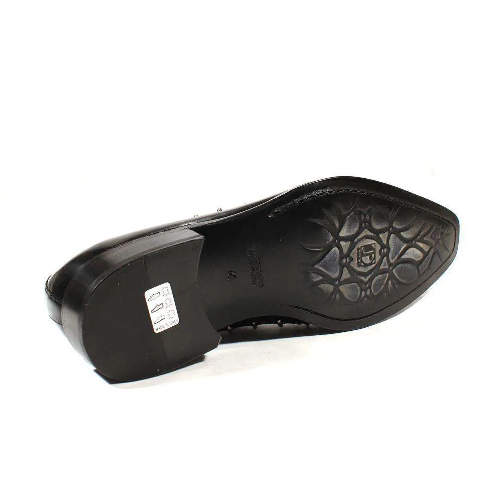 Jo Ghost Men's Designer Shoes Montalcio Leather Nero / Black Oxfords (JG1800)