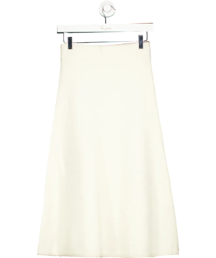 Karen Millen Cream Alpaca Wool Fluffy Full Knit Skirt UK XS
