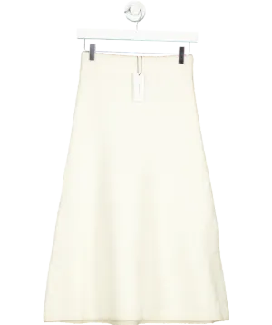 Karen Millen Cream Alpaca Wool Fluffy Full Knit Skirt UK XS