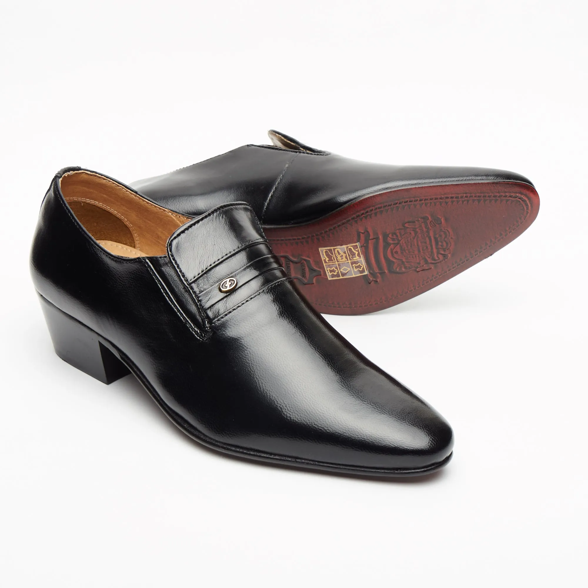 LIAM MEN'S LUCINI CUBAN HEEL FORMAL CASUAL PARTY WEDDING LEATHER SHOES BLACK