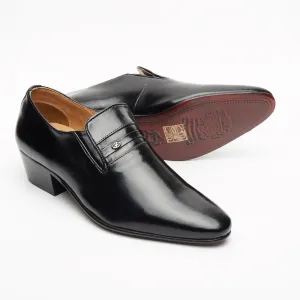 LIAM MEN'S LUCINI CUBAN HEEL FORMAL CASUAL PARTY WEDDING LEATHER SHOES BLACK