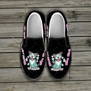 Life is Better with a Pitbull Slip-on Sneakers - Black