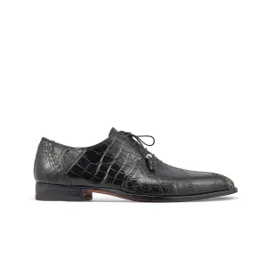 Mauri 4975/2 Two Face Men's Shoes Black & White Exotic Alligator / Matahari Fabric Oxfords (MA5400)