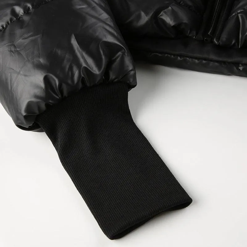 Mechanical Style Off-Shoulder Zipper Cotton Jacket