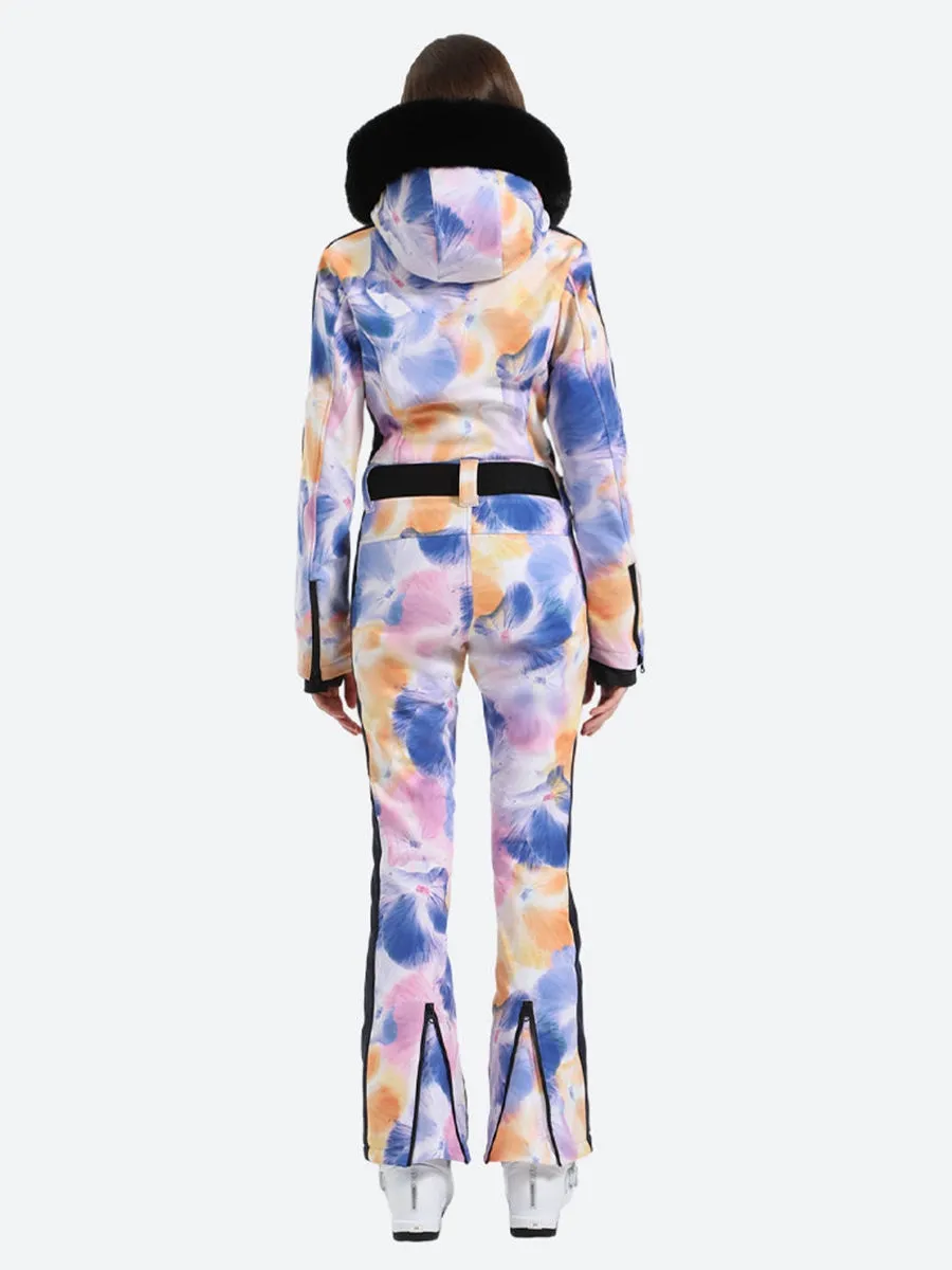 Mix Print Slim One Piece Ski Suit