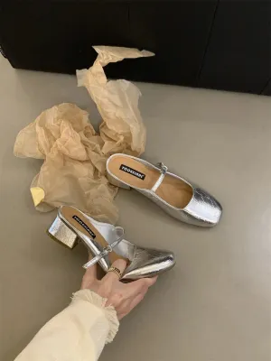 MQTIME  -  Mules For Women 2024 Shoes Female Slippers Square Toe Flats Luxury Slides Loafers New Designer Cover Hoof Heels Zapatos De Mujer