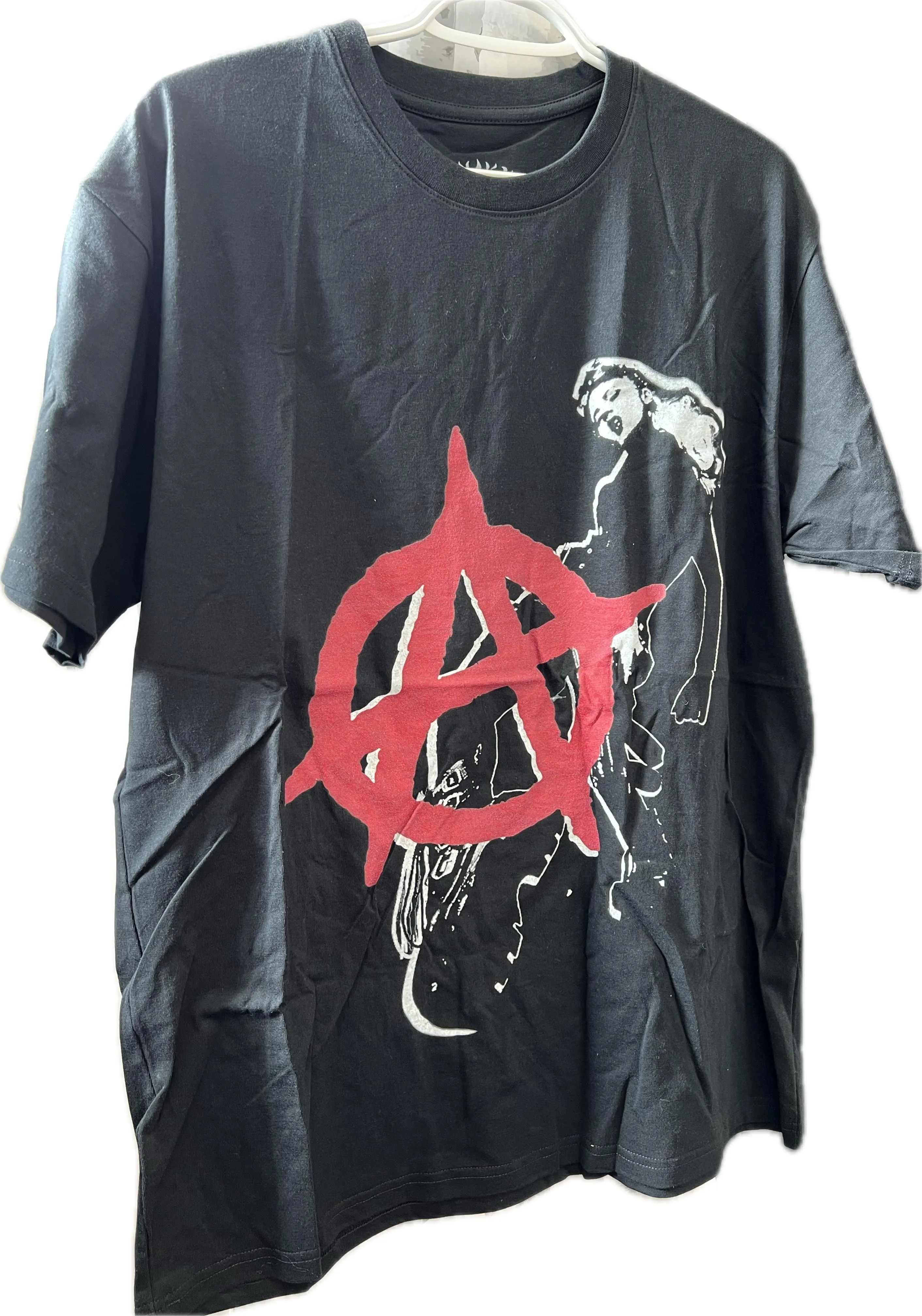 NEW Arnuki Anarchy Tee, Graphic, Shirt, y2K, Streetwear, Goth, Fashion, Trendy, Men, Women, Unisex, Cotton, Crew Neck, Short Sleeve, Gothic, Guns, Sz L, Retails $85