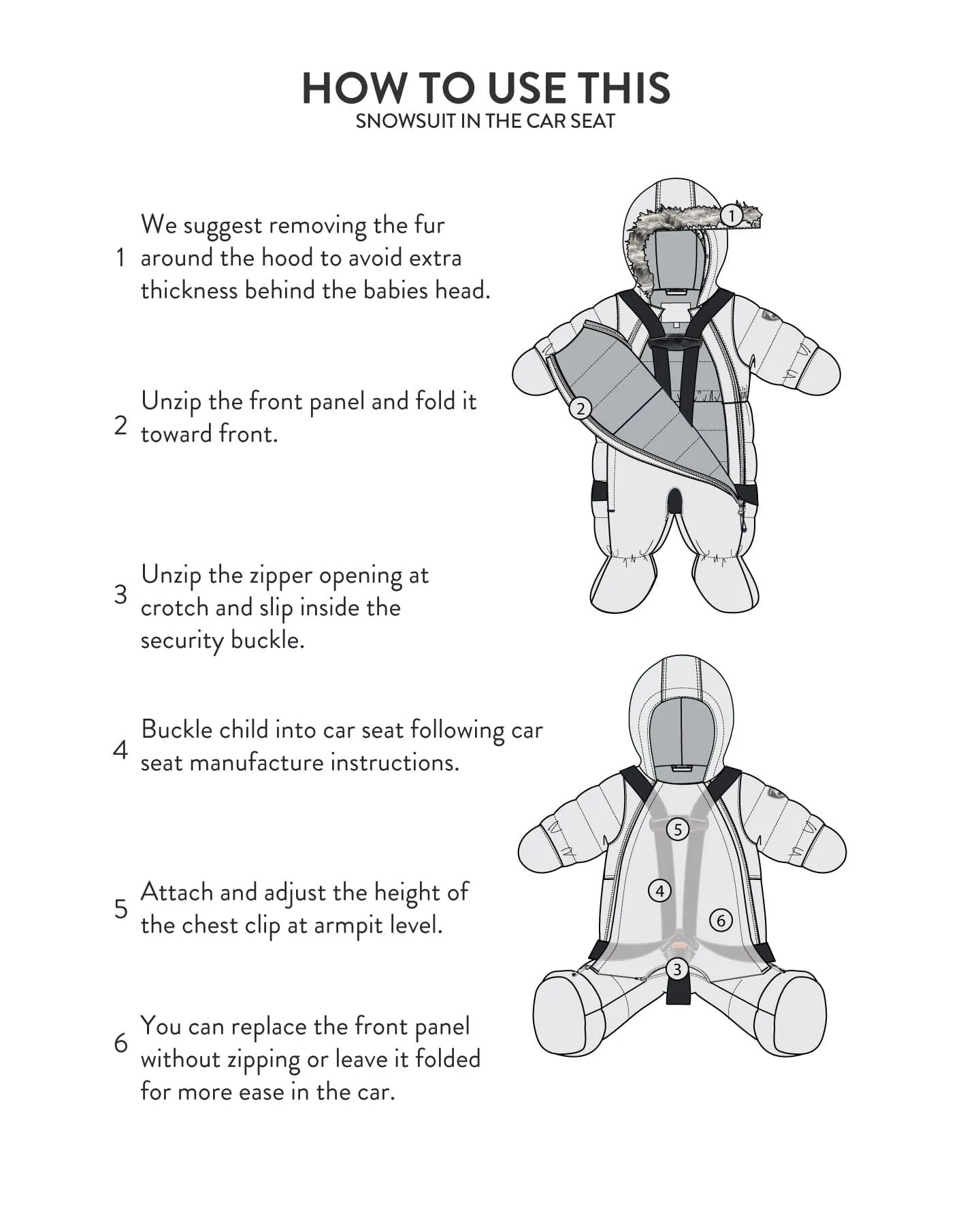 One Piece Baby Snowsuit Blue Bears Designed For Car Seat