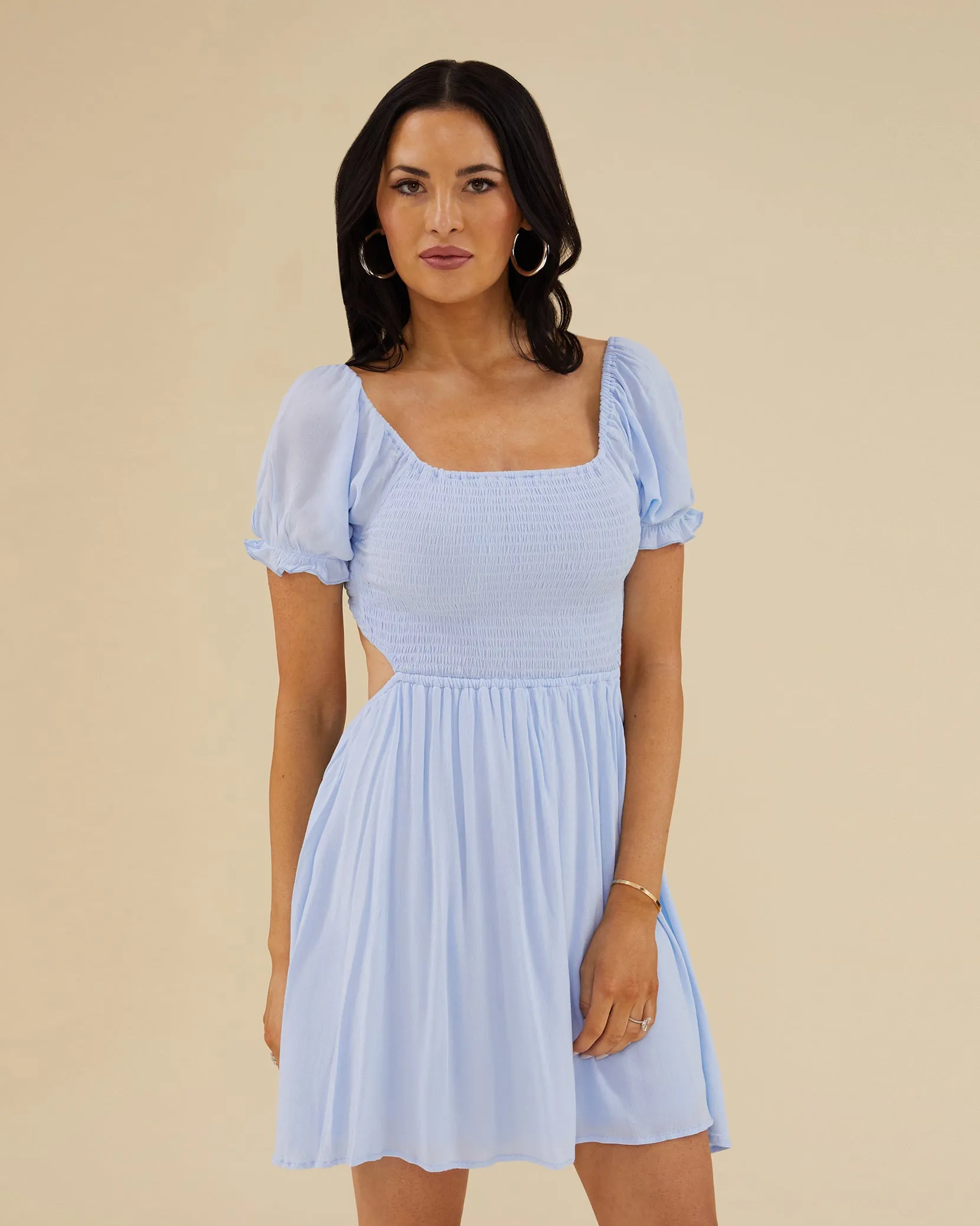 Open Back Smocked Mini Dress