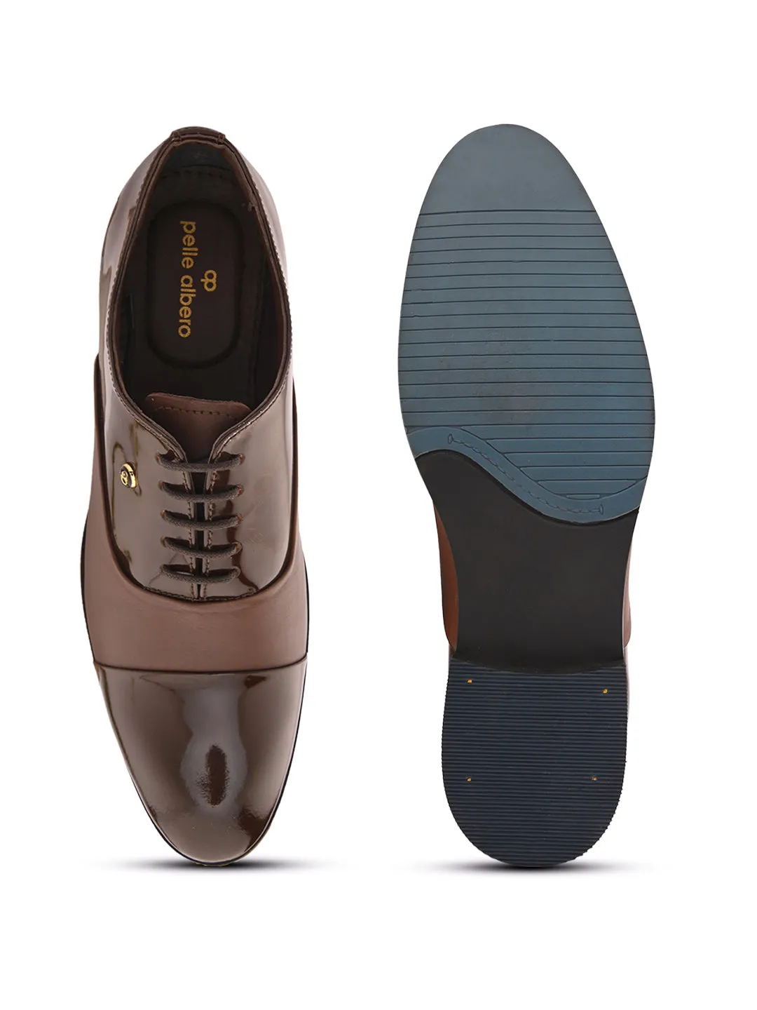 Pelle Albero Brown Patent Leather Partywear Shoes