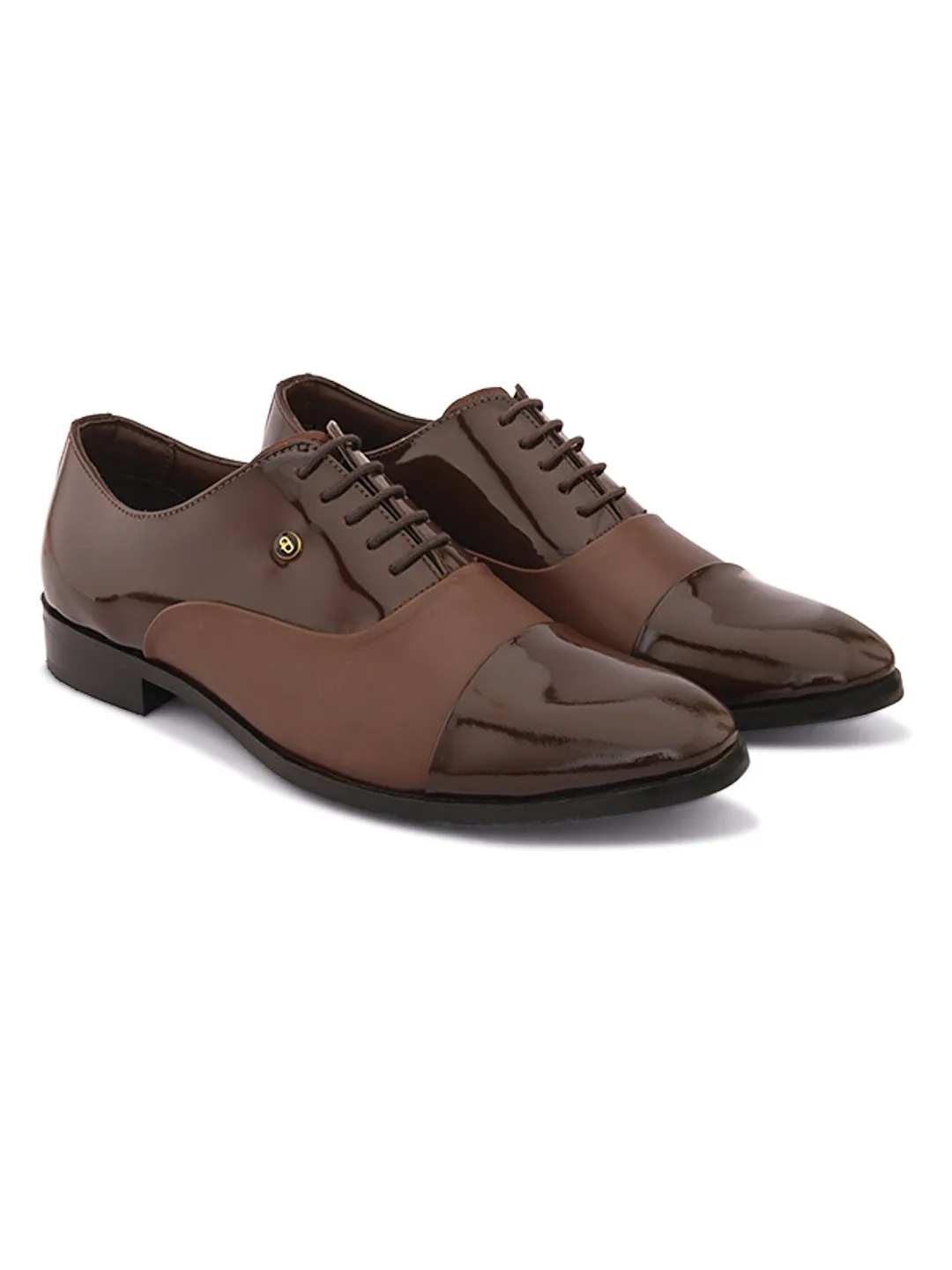 Pelle Albero Brown Patent Leather Partywear Shoes