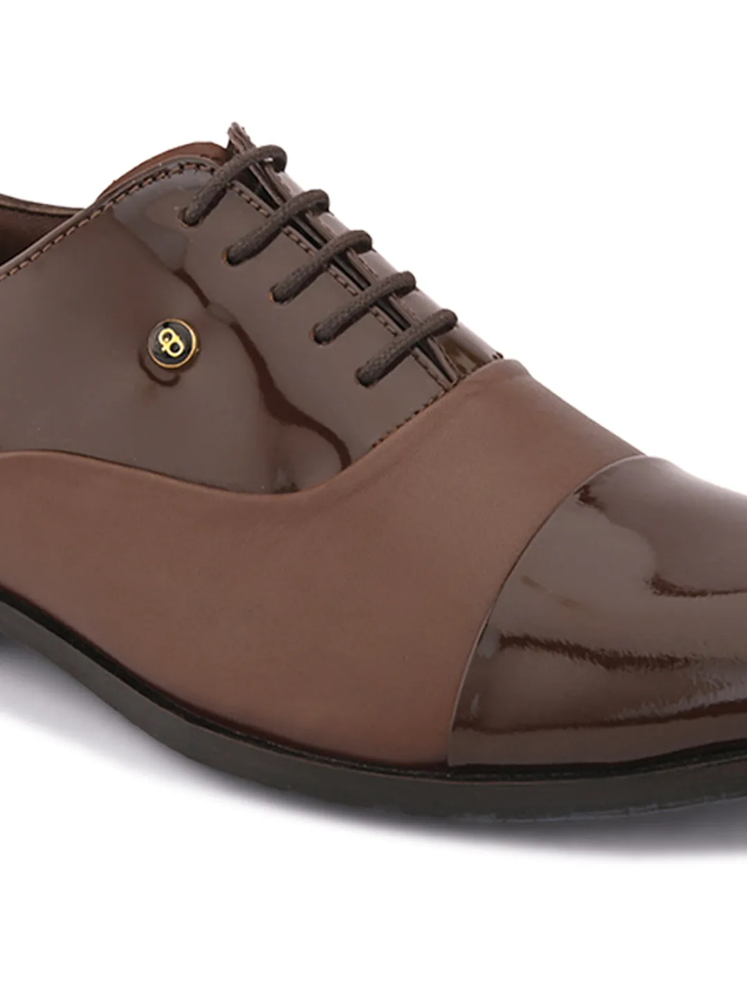 Pelle Albero Brown Patent Leather Partywear Shoes