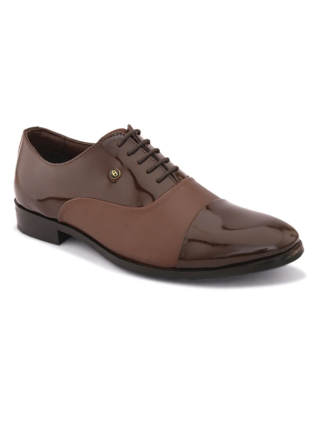 Pelle Albero Brown Patent Leather Partywear Shoes