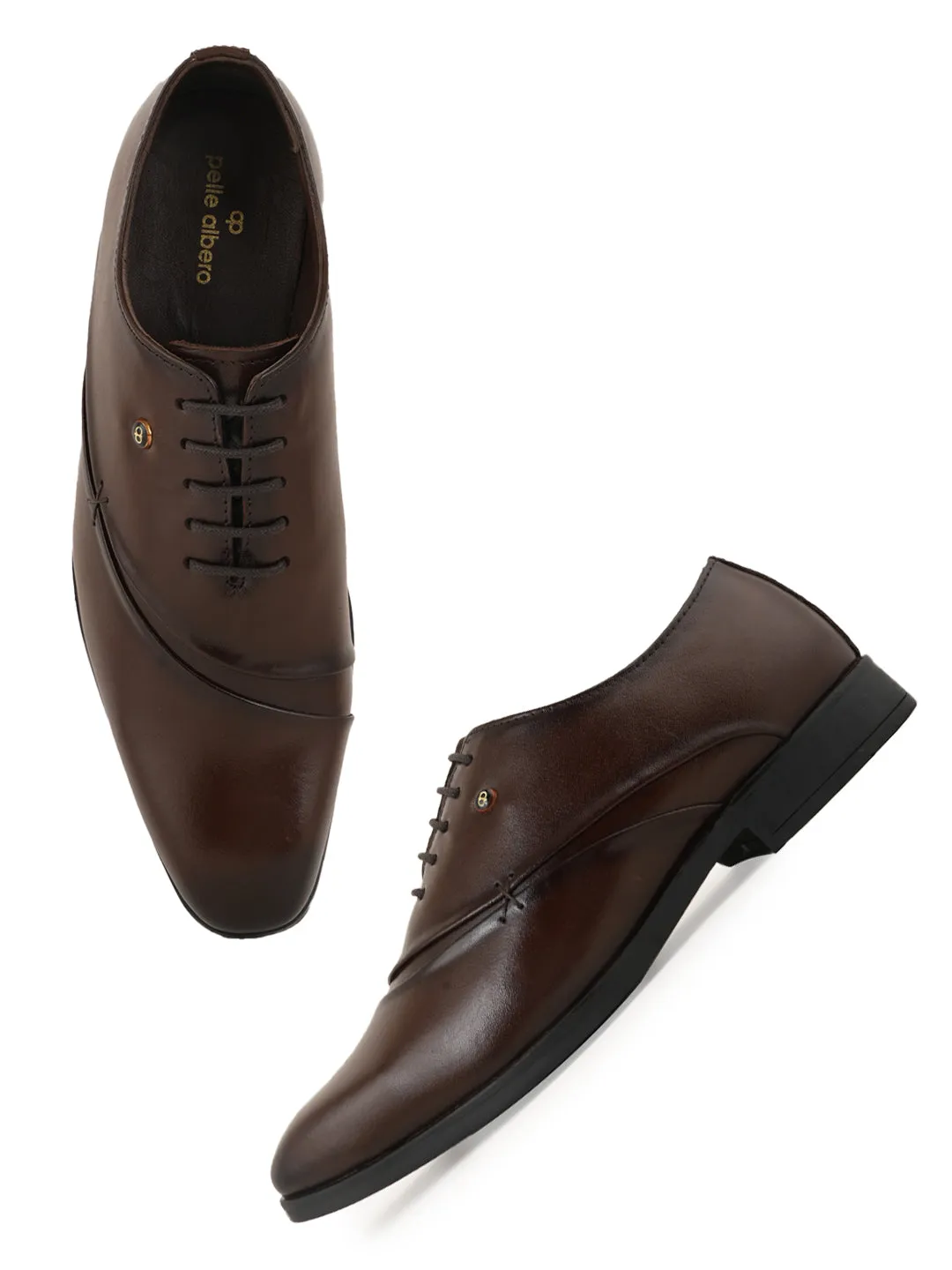 Pelle Albero Designer Formal Leather Brown Derby