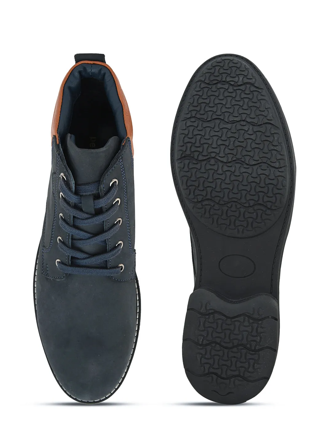 PELLE ALBERO Men Blue Lace-up Boots