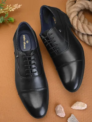 Pelle Albero Men's Black Leather Lace-Up Formal Oxford