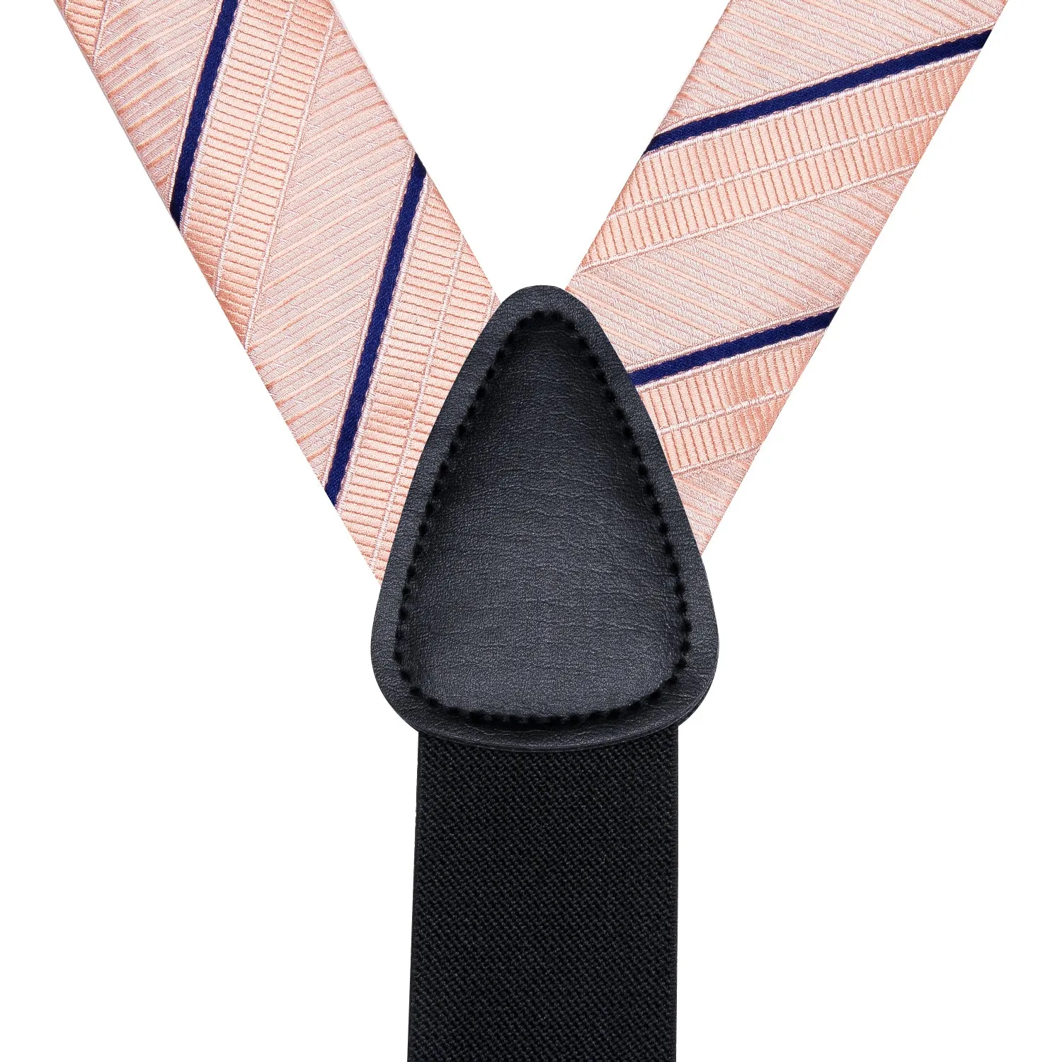 Pink Blue Striped Suspender Bowtie Hanky Cufflinks Set