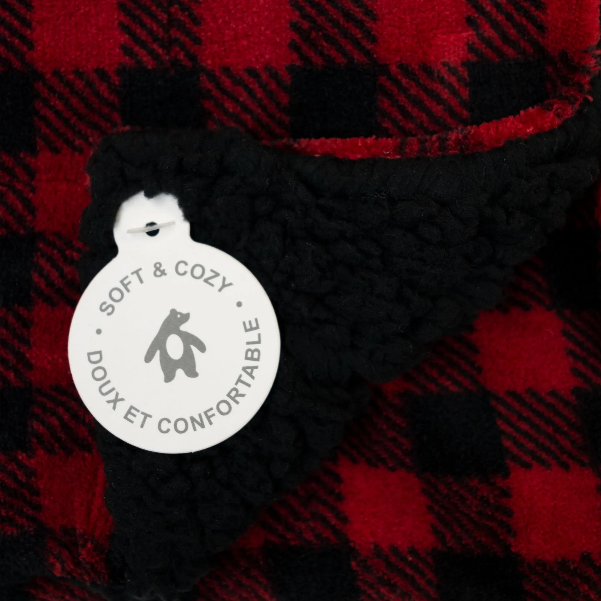 Red & Black Buffalo Plaid Fleece Faux Shearling Lining Throw Blanket