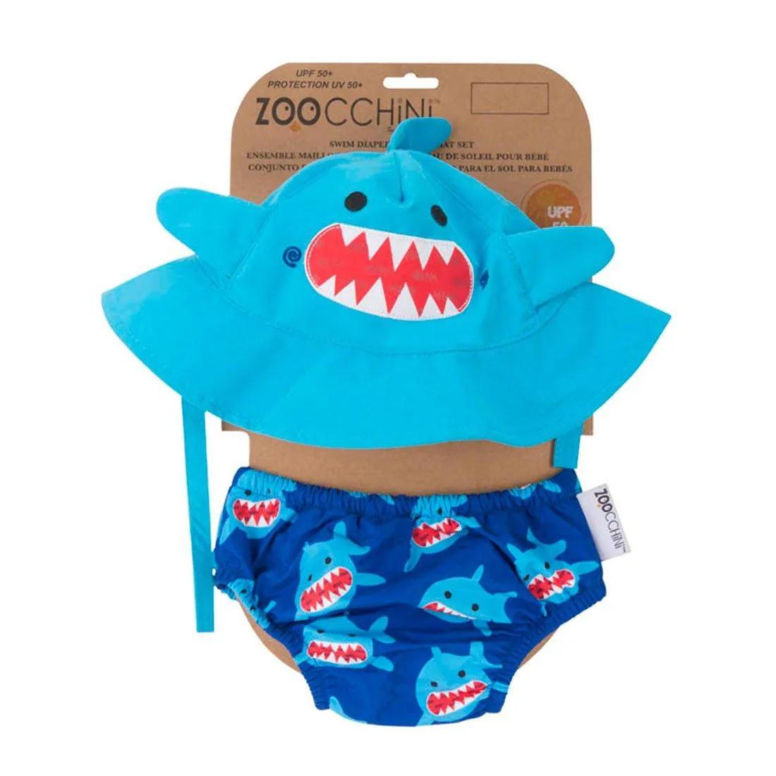 Reusable Baby Swim Diaper & Sun Hat Set - Blue Shark