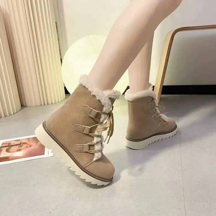 Round Toed Platform Plush Warm Waterproof High Snow Boot
