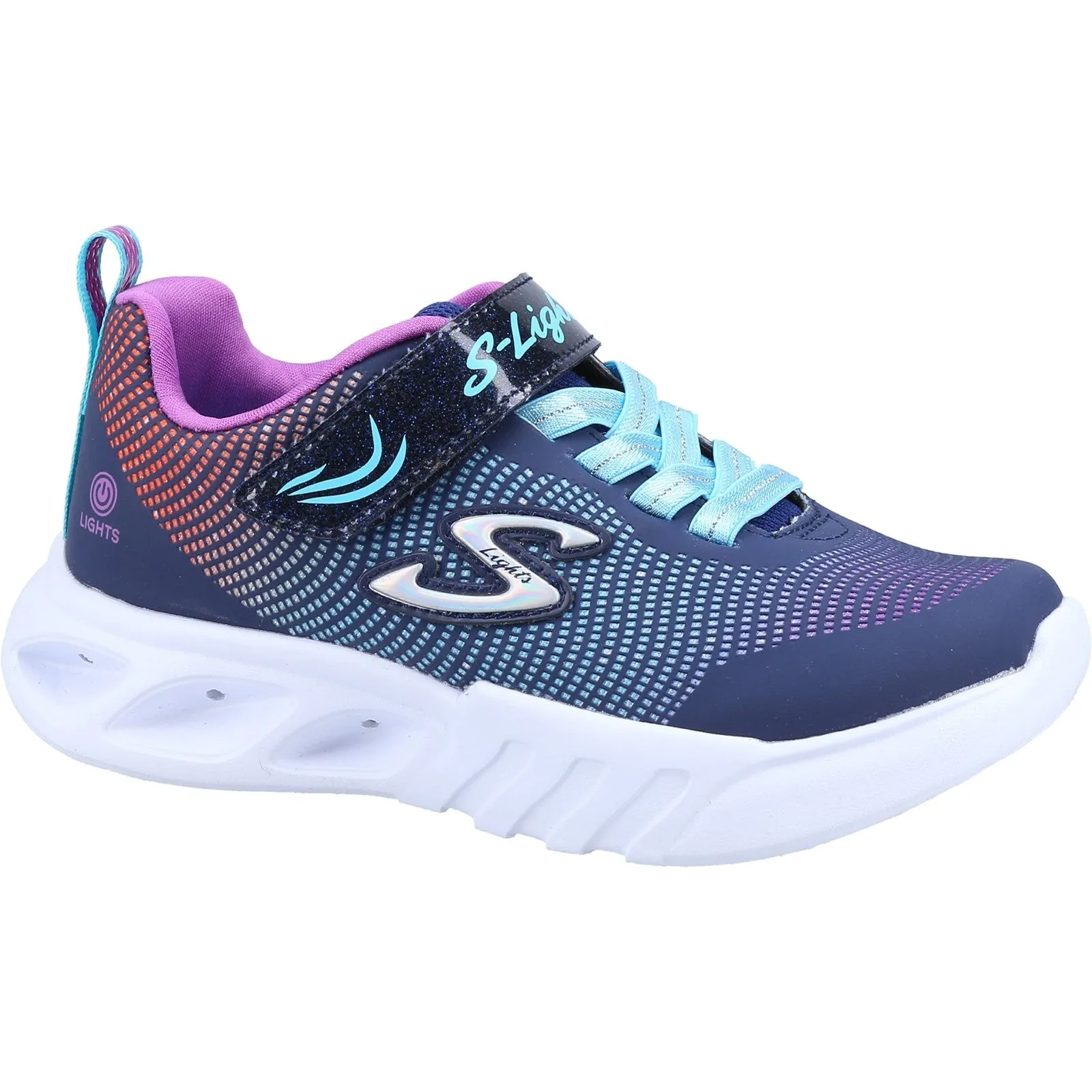 Skechers Girls Flicker Flash Light Up Trainers - Navy