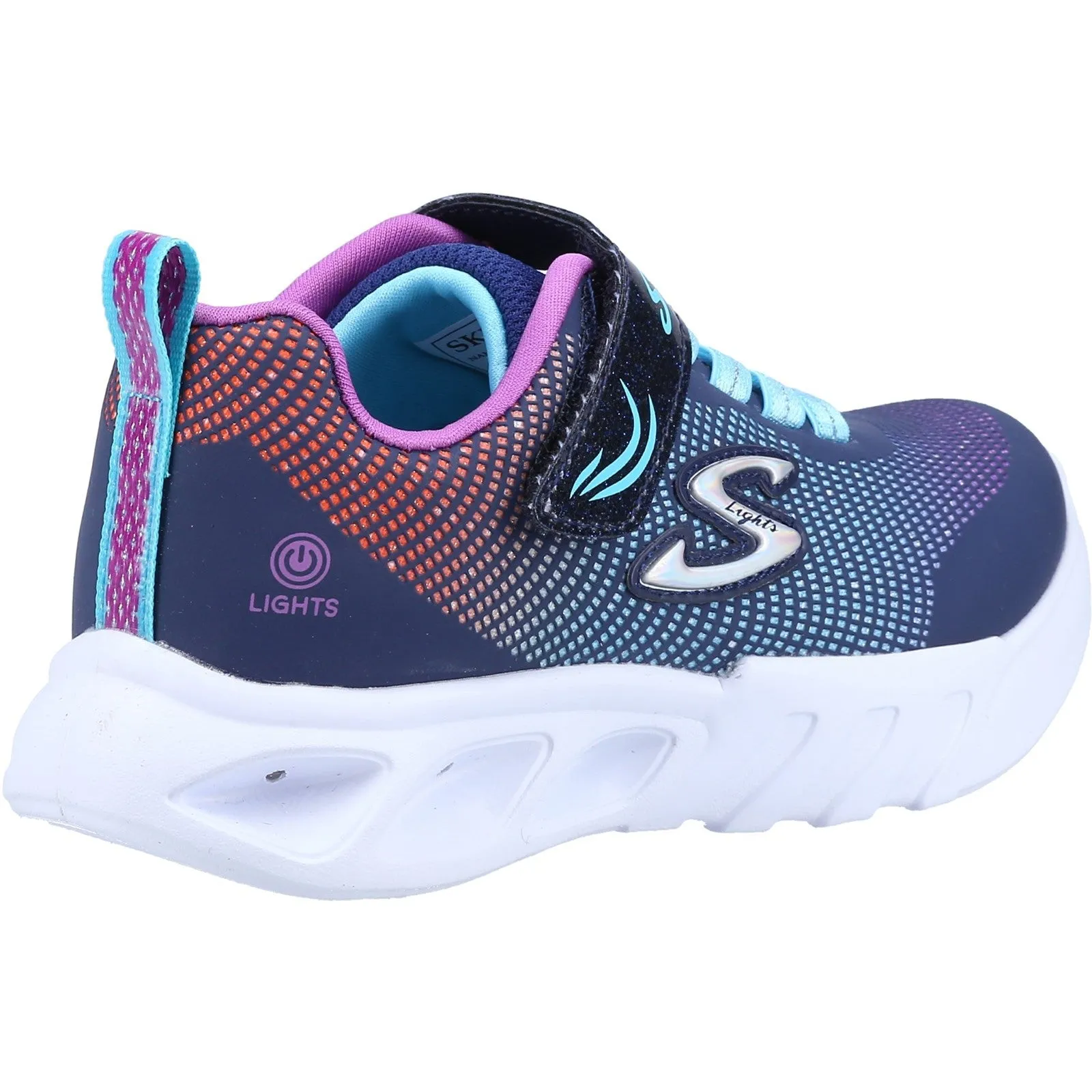 Skechers Girls Flicker Flash Light Up Trainers - Navy
