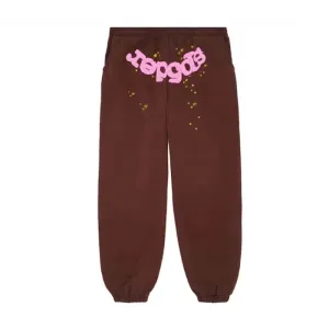 SP5DER ANGEL NUMBER SWEATPANTS BROWN